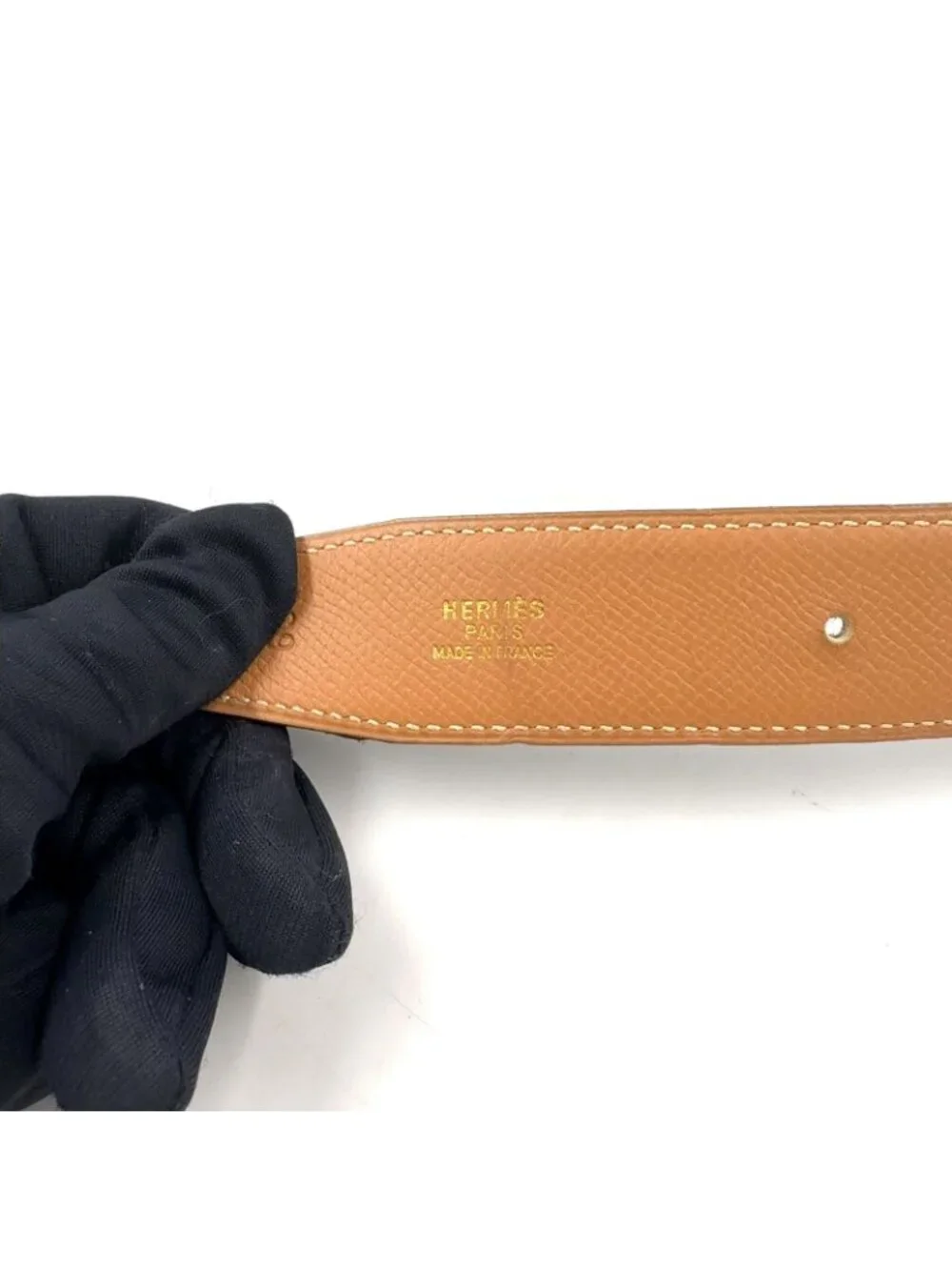 Hermes Constance H Belt Leather Black Gold